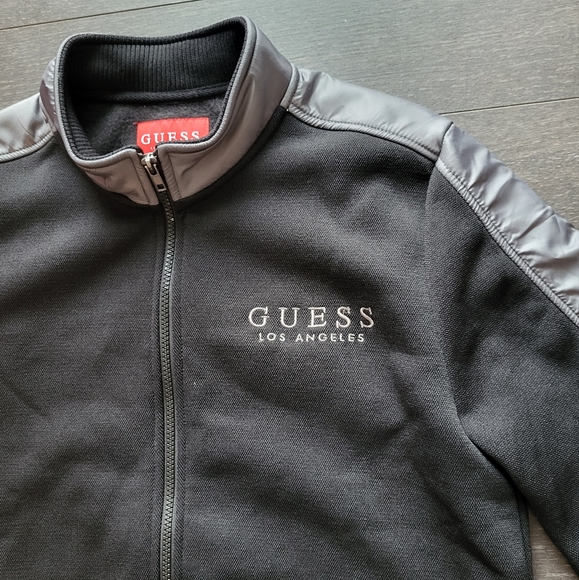 Guess Men Zip Mock Black Sliver Fleece Lined Jacket - Picture 3 of 10
